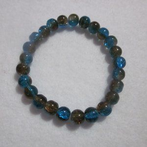 Two Tone Teal & Dark Brown Crackle Stretch Bracelet